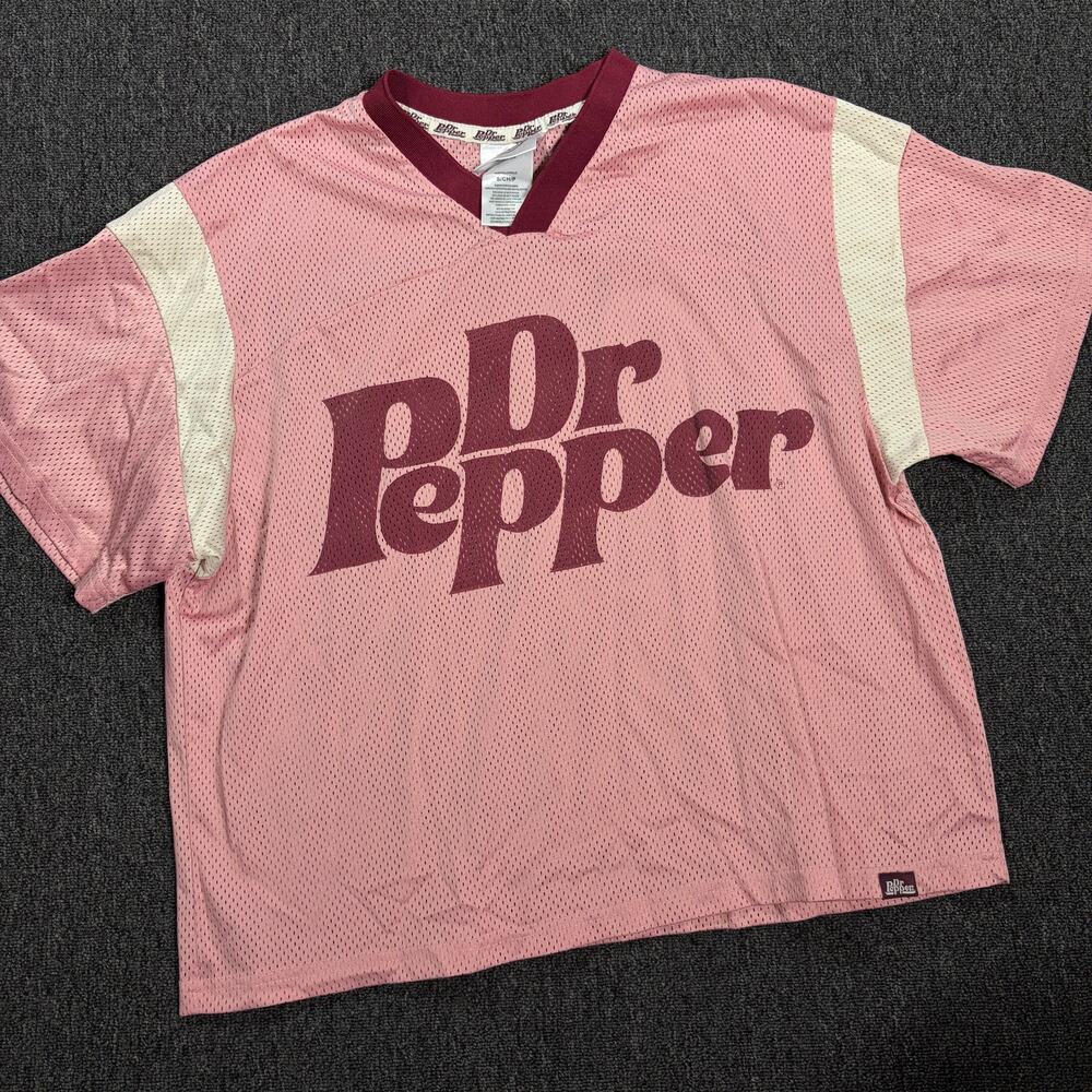 Vintage Y2k Dr. Pepper Soda Pink Crop Football Jersey Women's Small